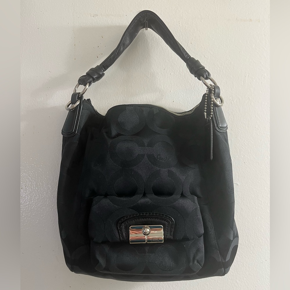 Y2K vintage Coach Kristin OP ART sateen hobo bag G1082-14753 (black)